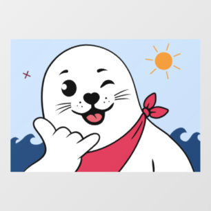 Winking Seal Wearing a Bandanna Throwing Shaka Sig