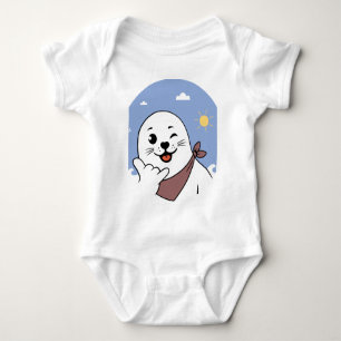 Winking Seal Wearing a Bandanna Throwing Shaka Sig Baby Bodysuit