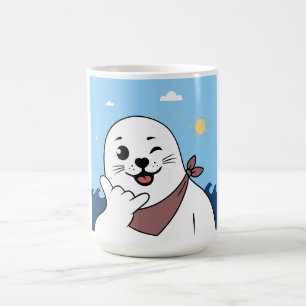 Winking Seal Wearing a Bandanna Throwing Shaka Sig Coffee Mug