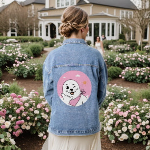 Winking Seal Wearing a Bandanna Throwing Shaka Sig Denim Jacket