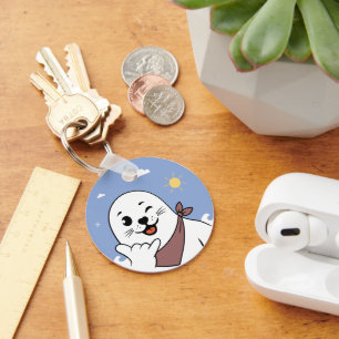 Winking Seal Wearing a Bandanna Throwing Shaka Sig Key Ring