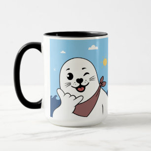 Winking Seal Wearing a Bandanna Throwing Shaka Sig Mug