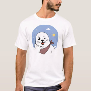 Winking Seal Wearing a Bandanna Throwing Shaka Sig T-Shirt