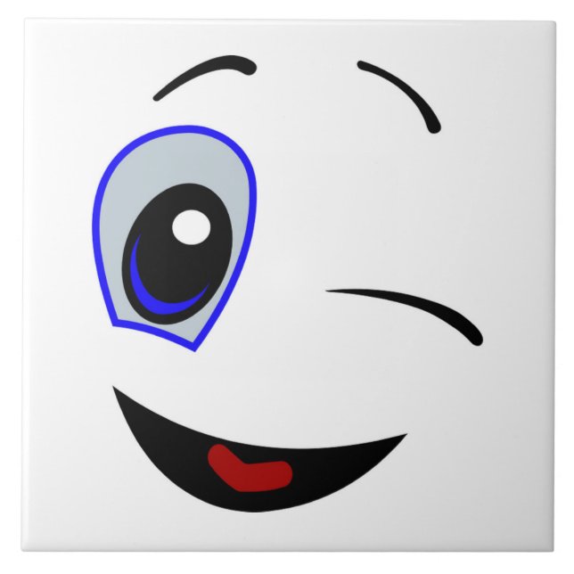 WINKING SMILEY FACE CERAMIC TILE (Front)