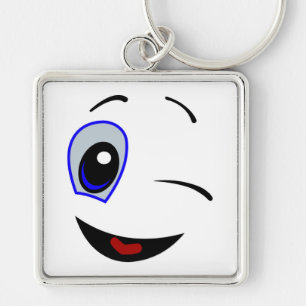 WINKING SMILEY FACE KEY RING