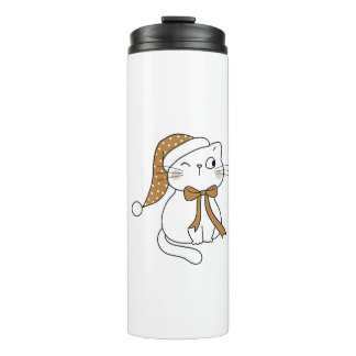 Winking Winter Cat Thermal Tumbler