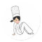 Winking Women Chef Sticker with Pretty Illustratio