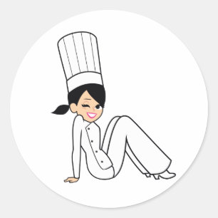 Winking Women Chef Sticker with Pretty Illustratio