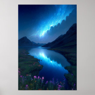 winkling Waters, Charming Valley with a Starry Sky Poster