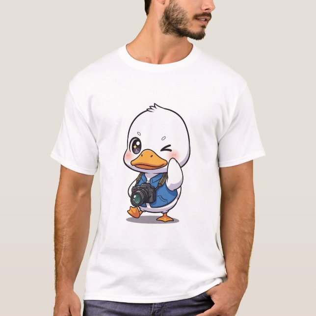 Winky Duck Explorer – Adorable Cartoon Duck T-Shirt (Front)