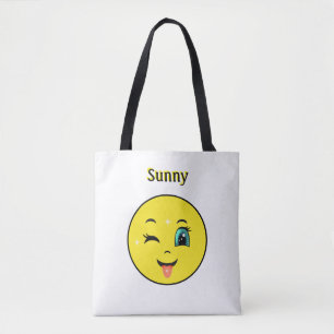 Winky Happy Face Emoji Tote Bag