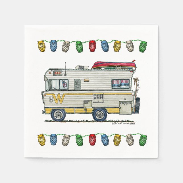 WINNEBAGO RV happy camper art print Cute whimsical Napkin (Front)
