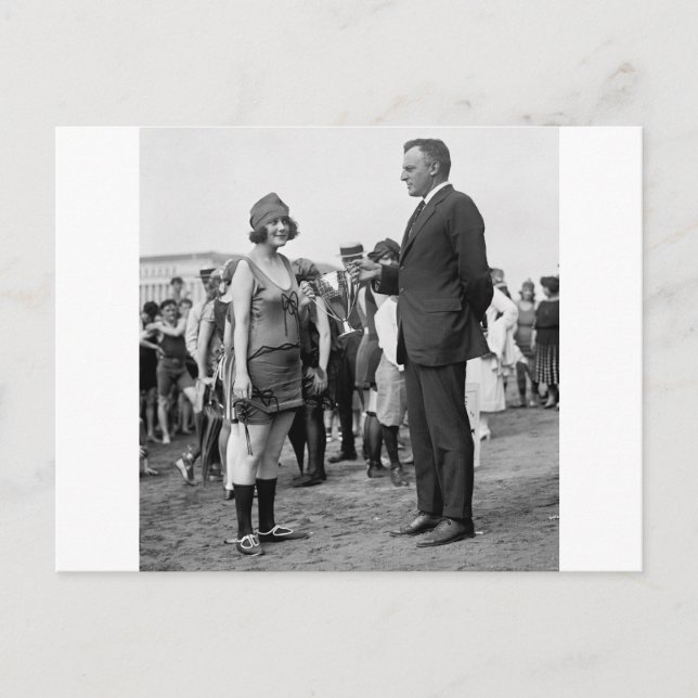 Winner at the Beach, 1920s Postcard (Front)