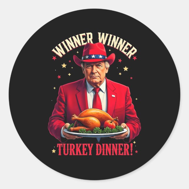 Winner Funny Winner Turkey Dinner Trump Pjs Thanks Classic Round Sticker (Front)
