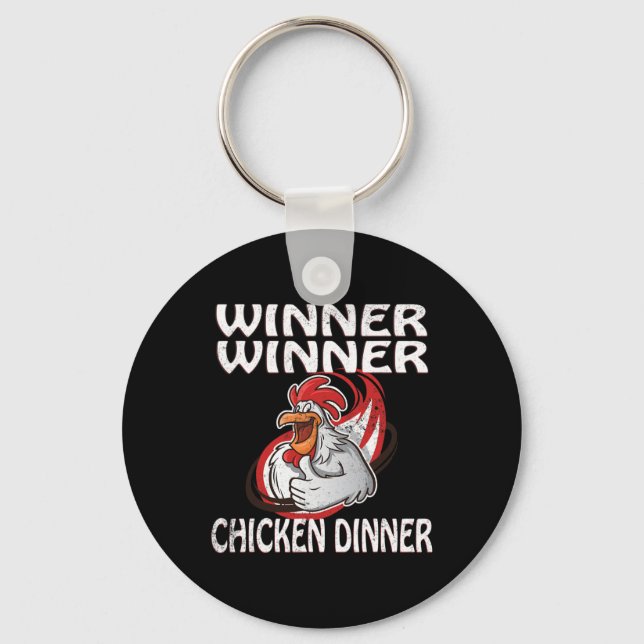 Winner Loser Video Game Chicken Dinner Game Player Key Ring (Front)
