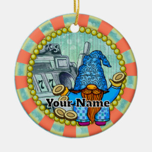 Winner slots gnome ceramic ornament