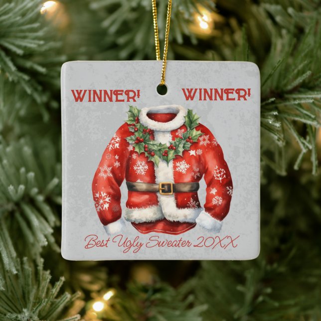 Winner! Winner! Best Ugly Sweater of 20xx Ceramic Ornament (Tree)