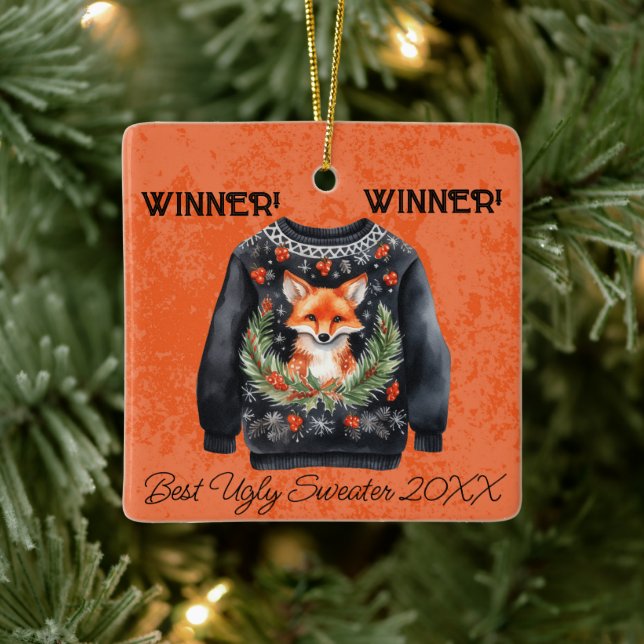 Winner! Winner! Best Ugly Sweater of 20xx Ceramic Ornament (Tree)