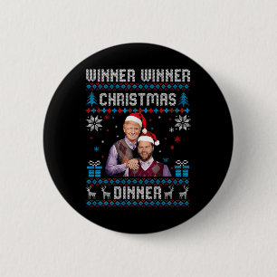 Winner Winner Christmas Dinner Santa Trump Ugly Sw 6 Cm Round Badge