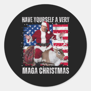 Winner Winner Christmas Dinner Santa Trump Ugly Sw Classic Round Sticker
