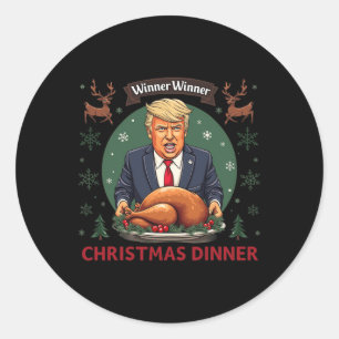 Winner Winner Christmas Dinner Santa Trump Ugly Sw Classic Round Sticker
