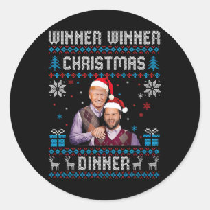 Winner Winner Christmas Dinner Santa Trump Ugly Sw Classic Round Sticker