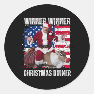 Winner Winner Christmas Dinner Santa Trump Ugly Sw Classic Round Sticker