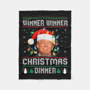 Winner Winner Christmas Dinner Santa Trump Ugly Sw Fleece Blanket