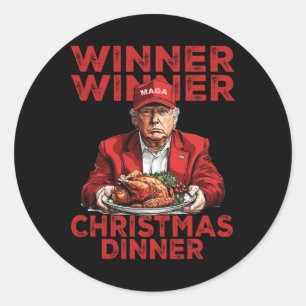 Winner Winner Christmas Dinner Thankful Trump Sant Classic Round Sticker