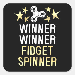 Winner Winner Fidget Spinner Square Sticker