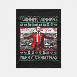 Winner Winner Merry Christmas Funny Santa Trump 20 Fleece Blanket