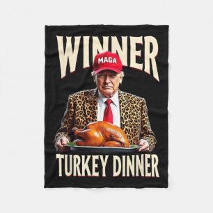 Winner Winner Turkey Dinner Funny Trump Fleece Blanket