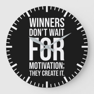 Winners Create Motivation - Hustle Success Grind Large Clock