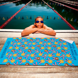 Winners Medals Personalised Swim Team Beach Towel