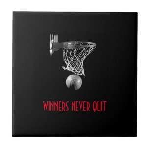 Winners Never Quit Basketball Ceramic Tile