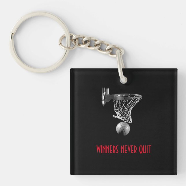 Winners Never Quit Basketball Key Ring (Front)