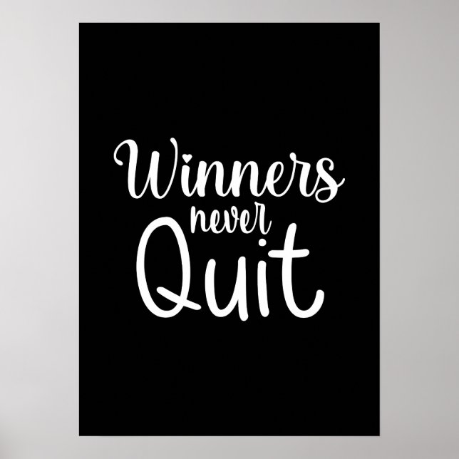 Winners Never Quit, Gym, Hustle Motivational Poster (Front)