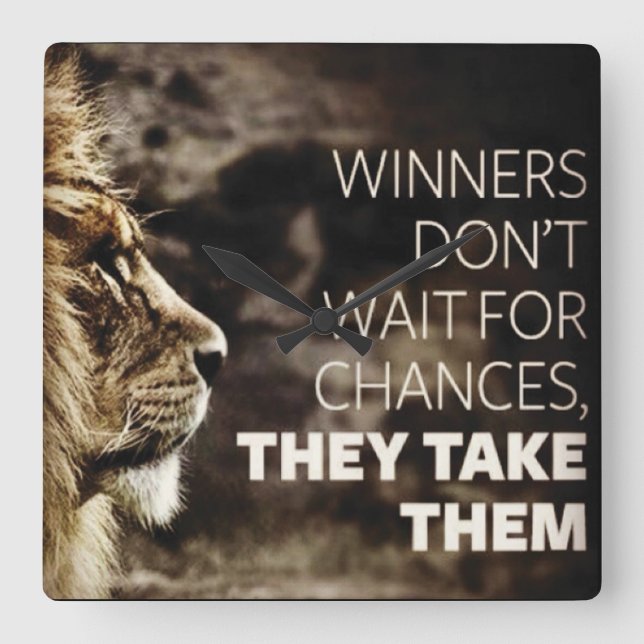 Winners Take Chances - Motivational Square Wall Clock (Front)