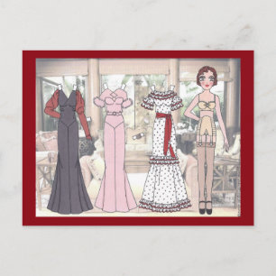 Winnie, Art Deco Lady Paper Doll of 1936 Postcard
