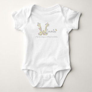 Winnie girls name meaning W monogram hearts Baby Bodysuit