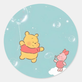 Winnie the Pooh bubbles Classic Round Sticker