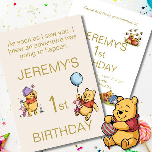 Winnie The Pooh First Birthday Adventure  Invitation