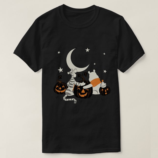 Winnie the Pooh  Halloween Tigger and Pooh Pumpkin T-Shirt (Design Front)