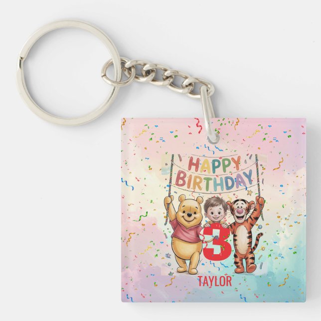 Winnie the Pooh | Happy Birthday Key Ring (Front)