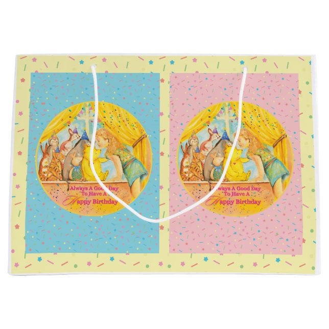 winnie the pooh large gift bag - girl (Front)