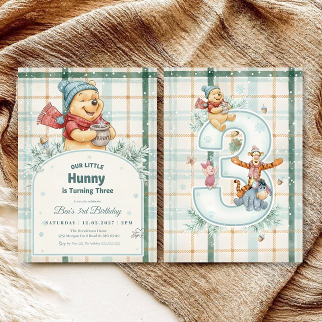 Winnie the Pooh 'Our Little Hunny is Turning Three Invitation (Creator Uploaded)