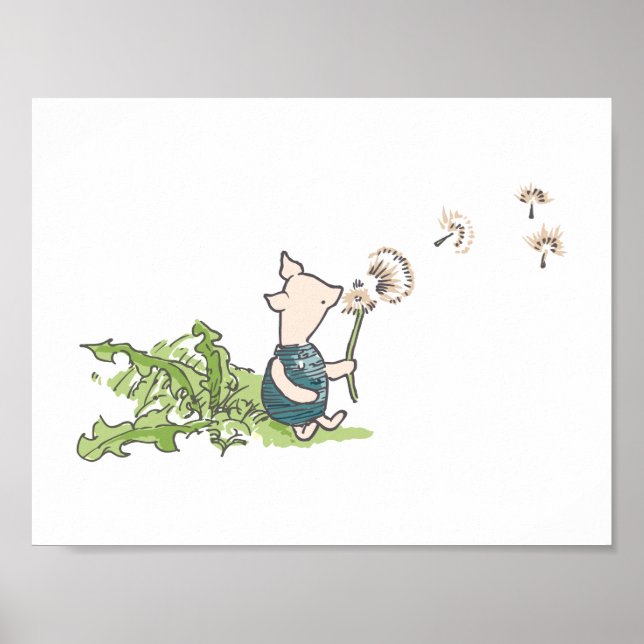 Winnie The Pooh- Piglet with Dandelion Poster (Front)