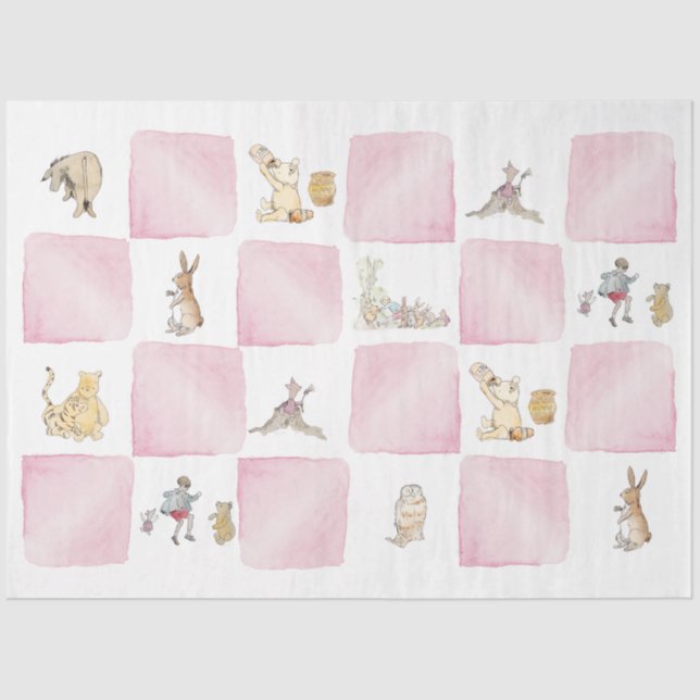 Winnie the Pooh Pink Check Tissue Paper (Front)