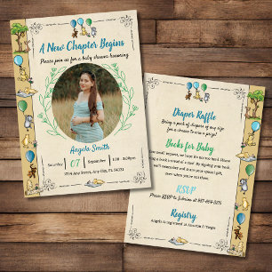 Winnie the Pooh Story Book Baby Shower Invitation