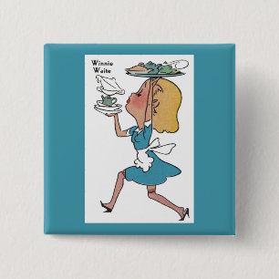 Winnie Waite the busy waitress 15 Cm Square Badge